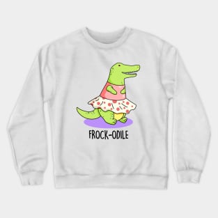 Frockodile Cute Girl Crocodile Pun Crewneck Sweatshirt